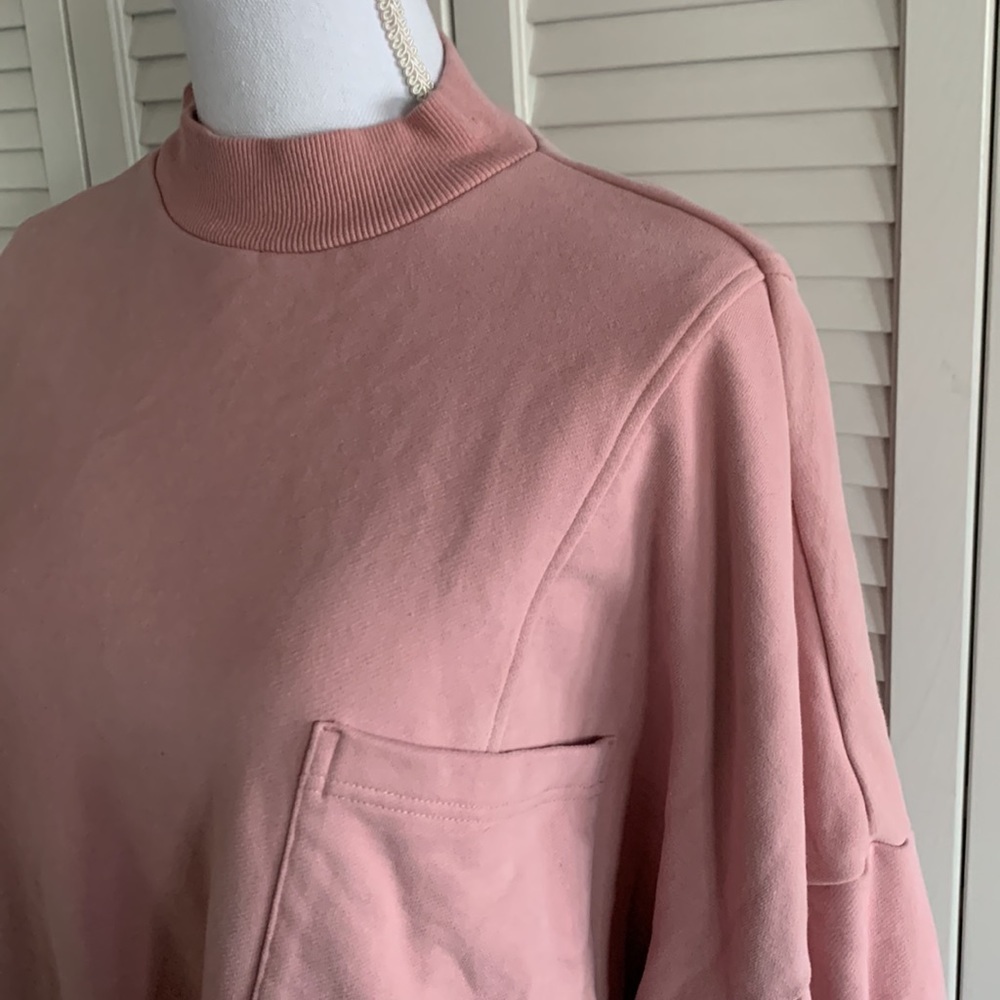 NAP Drawstring Hem Cotton Sweatshirt Blush Pink Oversized Top Women’s Size Large - Picture 6 of 12